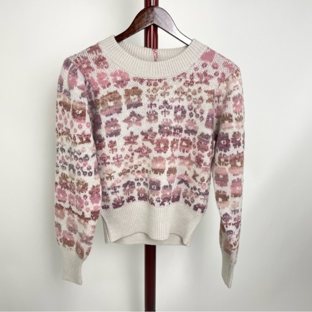 LOVESHACKFANCY Kirsten Floral Jacquard Sweater <VALENTINE> - Picture 4 of 10
